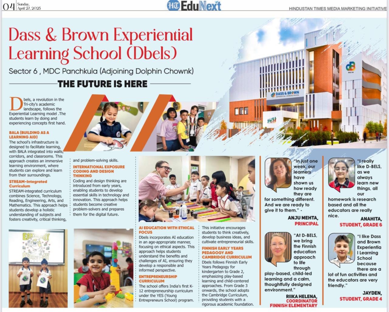 Dbels Featured in HT EduNext: Redefining Experiential Learning in Panchkula